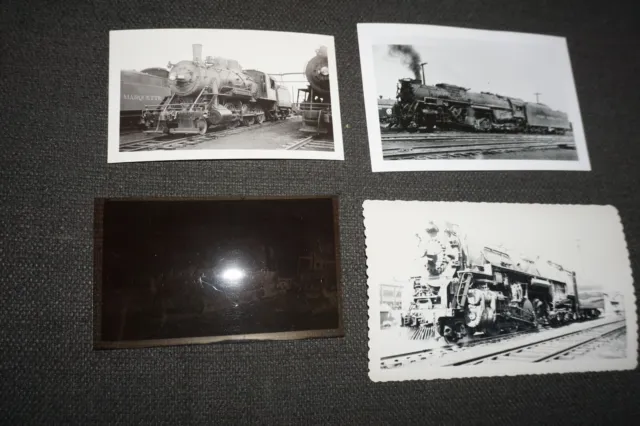 3 Vintage Snapshot Photo Steam Locomotive Pere Marquette Railway 1 Negative