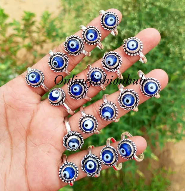 Positive Evil Eye Gemstone 925 Sterling Silver Plated Wholesale Lot Ring Jewelry