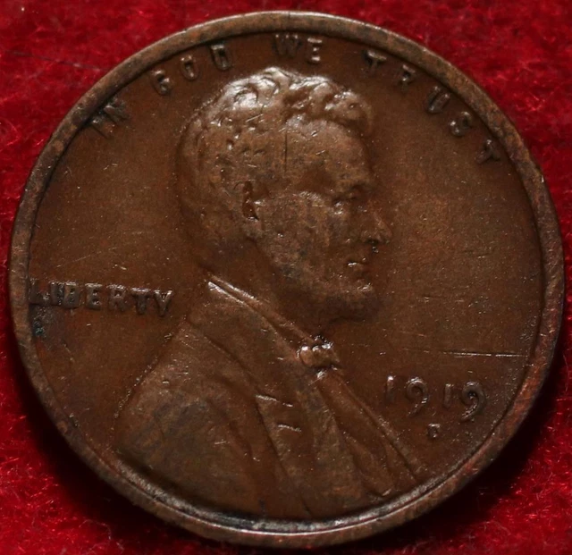 1919-D Denver Mint Copper Lincoln Wheat Cent