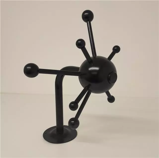 Retro Sputnik Mina Metal & Wood Coat Hook Black Rotatable Atomic Abstract