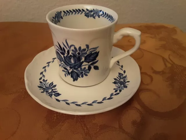 J G Meakin Dresden Blue - Set Of 4 Teacups And Saucers
