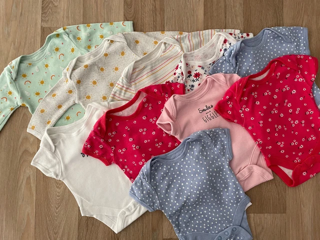 Baby Girl 1 month 4.5 Kg Big Bundle 10 Short Long Sleeve Bodysuits Primark