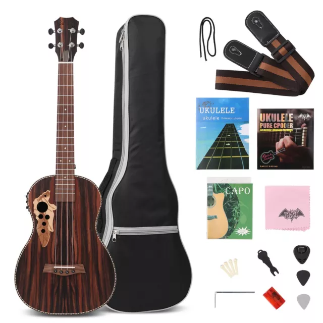 26'' Tenor Acoustic Electric Ukulele Blackwood Ukelele Uke/Truss Rod With EQ