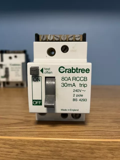 CRABTREE 528/030 80A 30mA TRIP RCCB 2 POLE BS 4293 80 AMP DP RCD RCCD