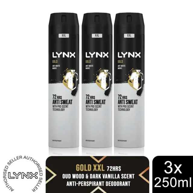 Lynx XXL Gold 72H Sweat Protection Anti-Perspirant Deodorant 3x250ml
