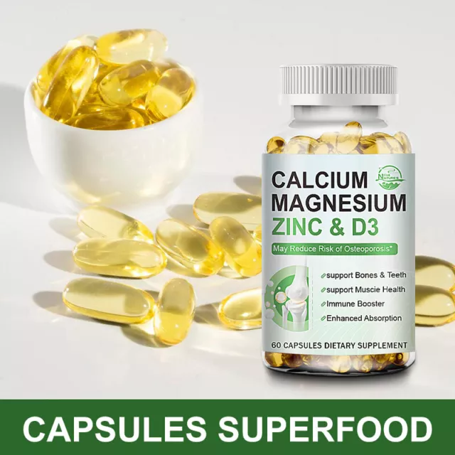 Magnesium Zinc Vitamin D3 Calcium 1000 MG Complex Supplement-High Absorption