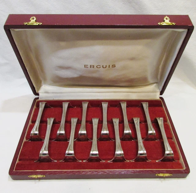 ERCUIS 12  PORTE-COUTEAUX EN COFFRET  métal argenté /12 french knife rests