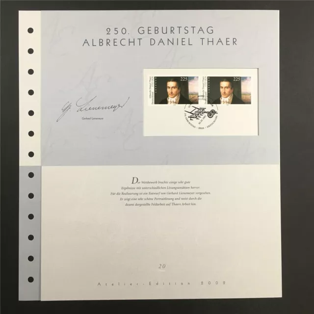 German Post Art-Edition 2002/20 2255 A.d. Thaer Agronom