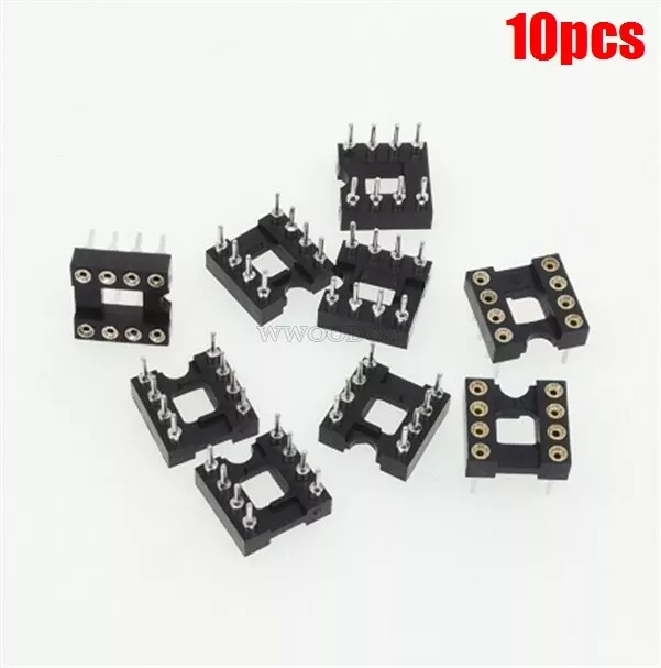 10Pcs Round Hole 8Pin Pitch 2.54MM Dip Socket Adaptor wc