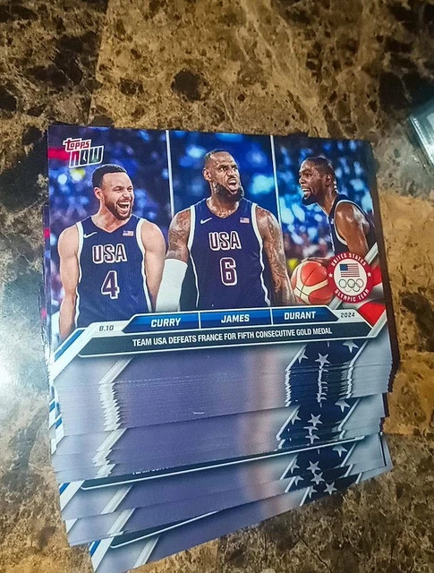 thumbnail image 2 of 2024 Olympic 2024 Topps Now Olympics #26 Trading Card - Curry, LeBron, Durant Team USA Basketball Kevin Durant Card 2 of 12