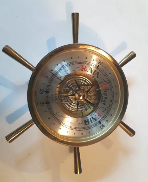 Seltenes Vintage Fischer Made DDR Barometer. Schiffsradstil - Metall ungetestet