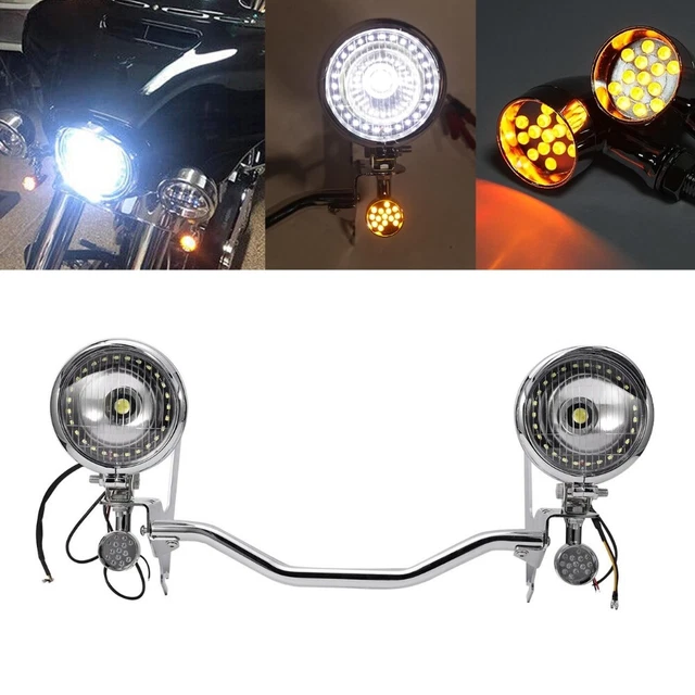 Passing Turn Signal Lamp Driving Fog Spot Light Bar For Harley Touring  1997-13