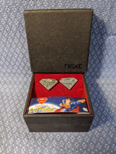 Pair of "Next" Superman Cufflinks ~ New in Box ~ Ideal Mens / Fathers Gift