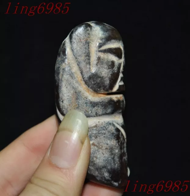 2.8" China Hongshan Culture old jade carved Ancient weird cicada statue pendant