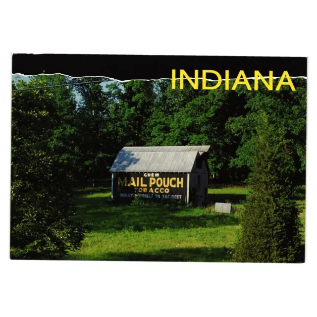 Vintage Postcard Indiana Mail Pouch Tobacco Barn Billboard Highway Advertisement