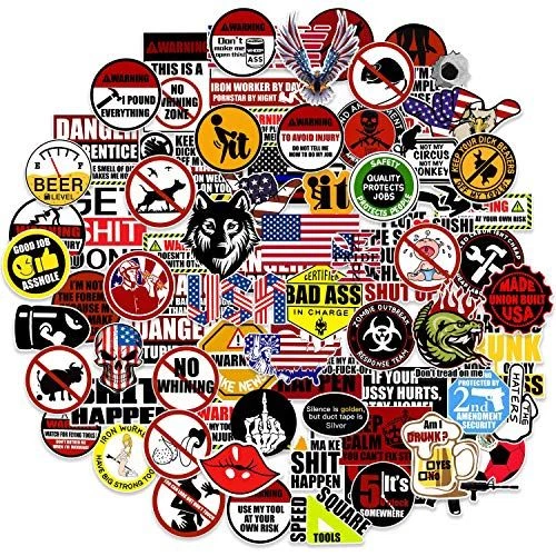Funny Hard Hat Stickers for Tool Box[Big-100pcs]-for Box Multicolor