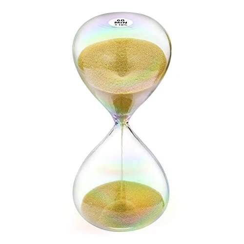 Hourglass 60 Minute Sand Timer with 7 Colored Glass & Sand 60 minute Gold