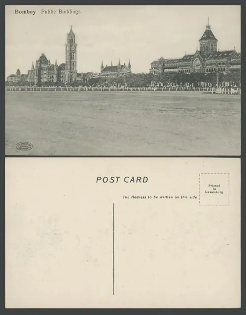 India Old Postcard Bombay Public Buildings Street Scene Clock Tower Phototype Co