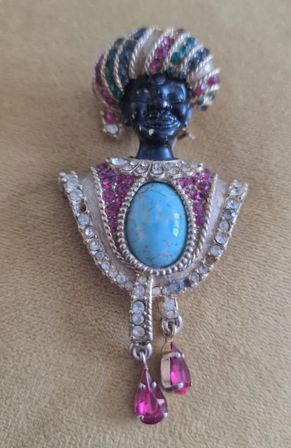 VINTAGE RARE Blackamoor Maharaja Brooch PicClick UK