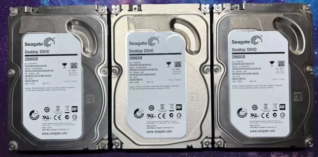 JOBLOT x3 Hdd's 2tb Seagate SSHD Solid State Hybrid Drive 3.5" SATA Desktop 7200