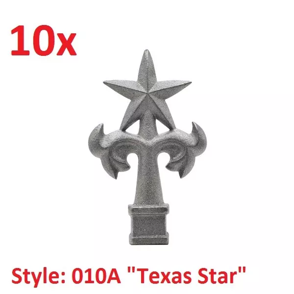 10x CAST IRON FENCE & GATE FINIALS / SPEARS - Style 010A Texas Star 1/2 5/8 3/4