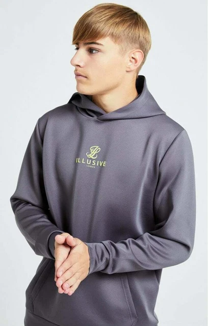 Felpa con cappuccio Illusiva London Boys Blaze - Grigio Scuro & Lime 11-12 anni