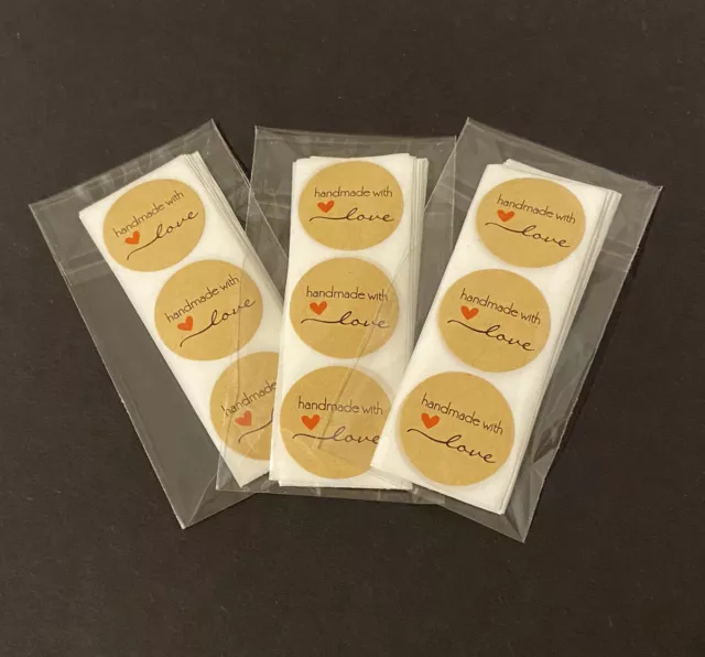 Round Thank You handgefertigt mit Liebe Etiketten Aufkleber Geschenk Essen Handwerk Box x50