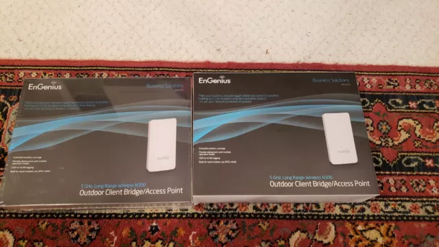 2X Engenius ENS500 Long-Range 5 GHz Wireless Outdoor Client Bridge/Access Point 