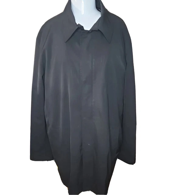 Tumi Tech Men XXL 2XL Removable Lining Black Long Trench Coat Jacket