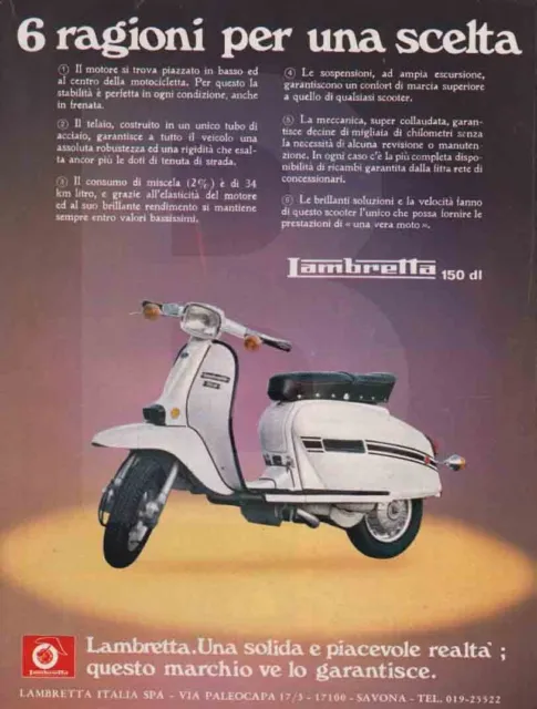 advertising Pubblicità MOTO LAMBRETTA 150 DL 1978 -MOTOITALIANE SCOOTER EPOCA