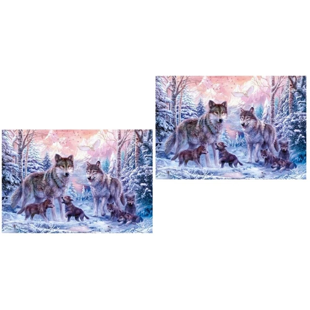 2 stücke DIY Perlen Malerei Wolf Muster Kreuzstich Diamant Kristall Malerei