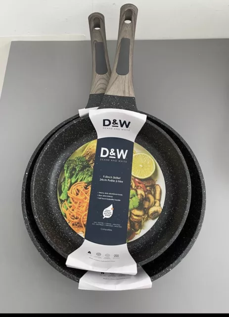 D&W Frying Pan Nonstick Skillet 7.8 inch Deane&White Premium Cookware  Blk/Green
