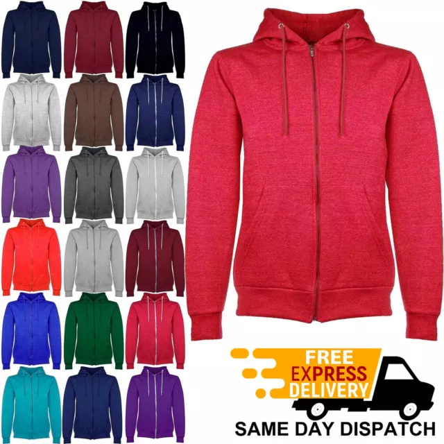 Mens Plain Hoodie Fleece Knit Zip Up Hoody Jacket Hooded Sweatshirt Zipper Top