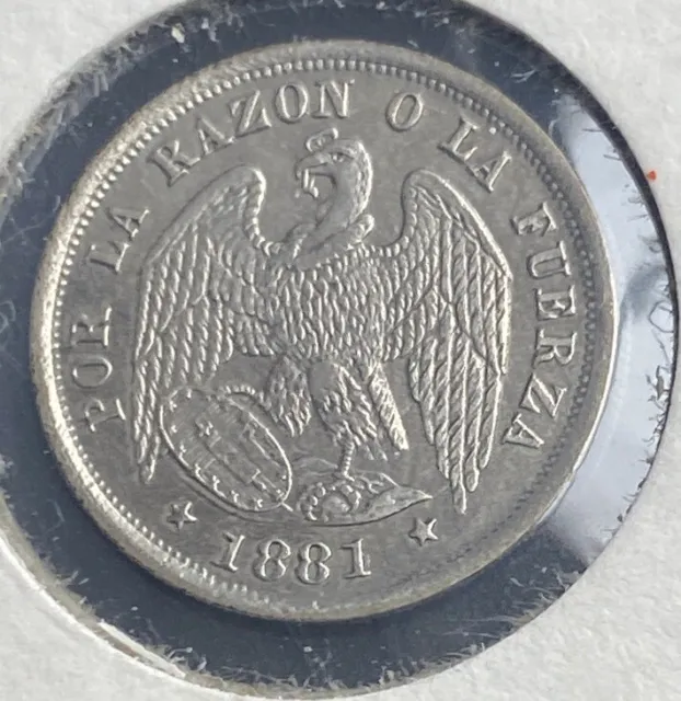 Chile 1881 Half Medio Decimo Condor Eagle Silver Coin High Grade