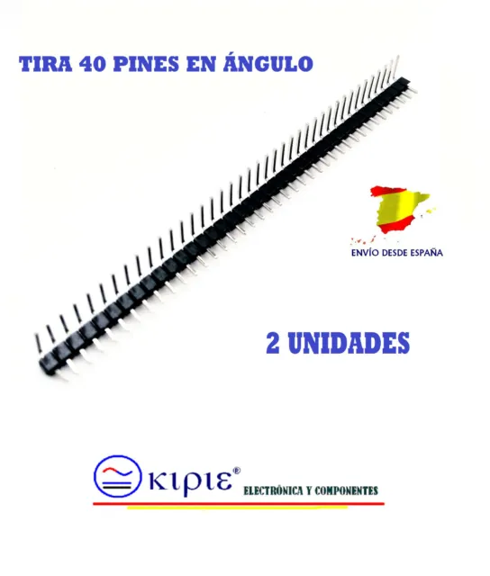 2 UNIDADES CONECTOR TIRA 40 PINES MACHO EN ÁNGULO RECTO, PASO 2.54 mm