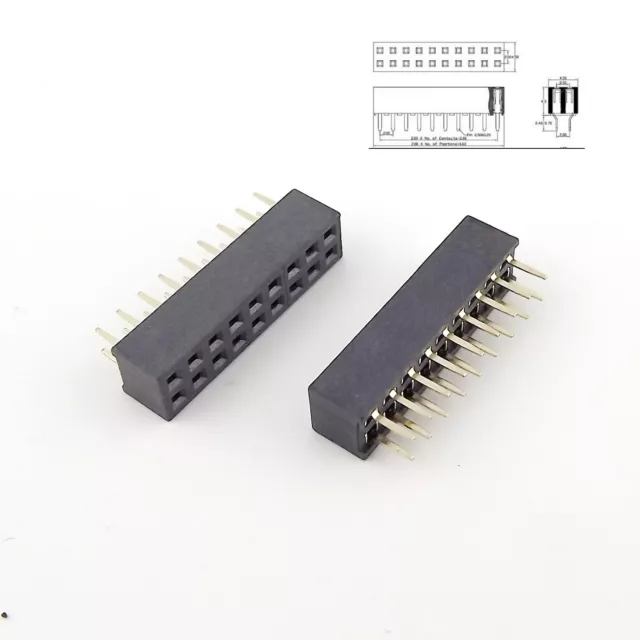 10 Stck. Steigung 2 mm 2x9 Pin 18 Pin Buchse Doppelreihig Gerade Pin Kopfzeilenleiste 2,0 mm