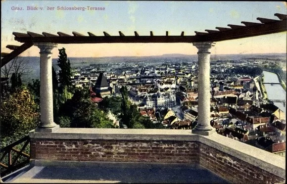 Ak Graz Steiermark, Blick von der Schlossberg-Terrasse - 4088862