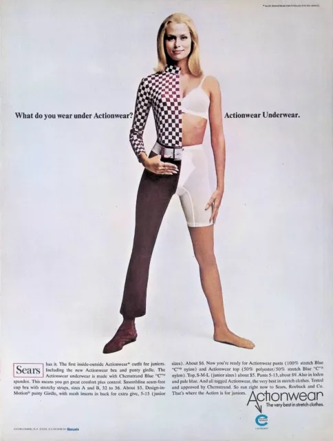 SEARS HAS GONE Wild MODEL WITH TIGER Naturalist Panty Girdle Bra 1969 Print  Ad $23.99 - PicClick