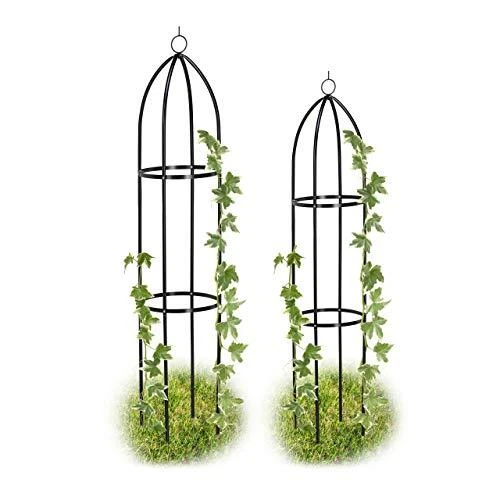 Relaxdays Obélisque de jardin Colonne rosier Arche plante grimpante Set de 2 ...