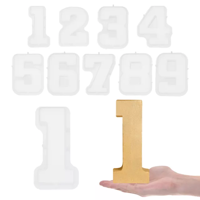 9 Stück Große Zahl Harz Form 7" 0 - 9 Arabisches Alphabet Silikon Form
