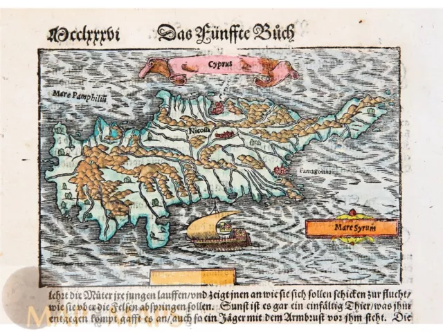 Cyprus, Von der Insel and Koningreich Cypern. Sebastian Münster 1578