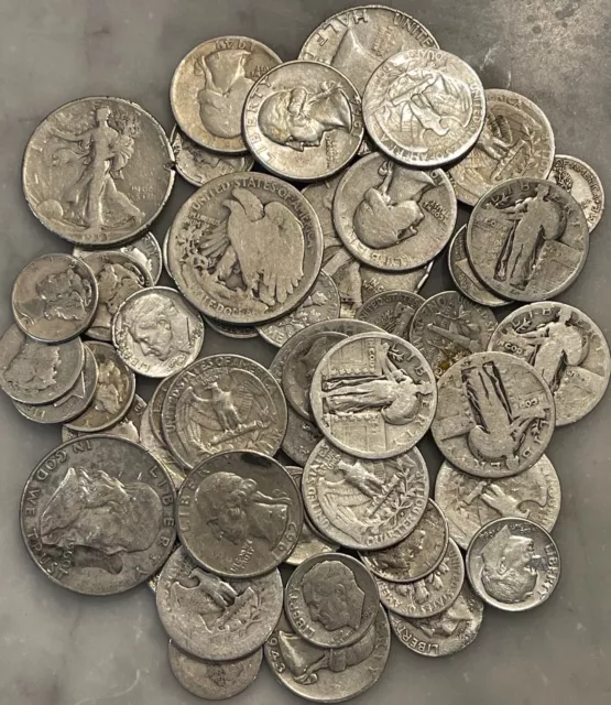 $10 Face 90% Silver CULL Lot Mercury, Walking Liberty, Franklin & More - Mixed