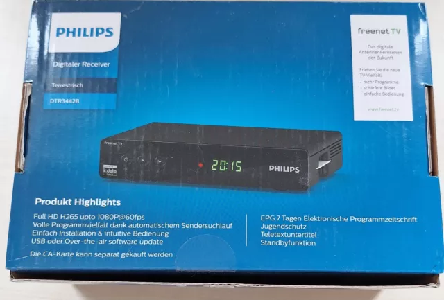 Digitaler Receiver PHILIPS DTR3442B DVBT-2 HD USB Mediaplayer