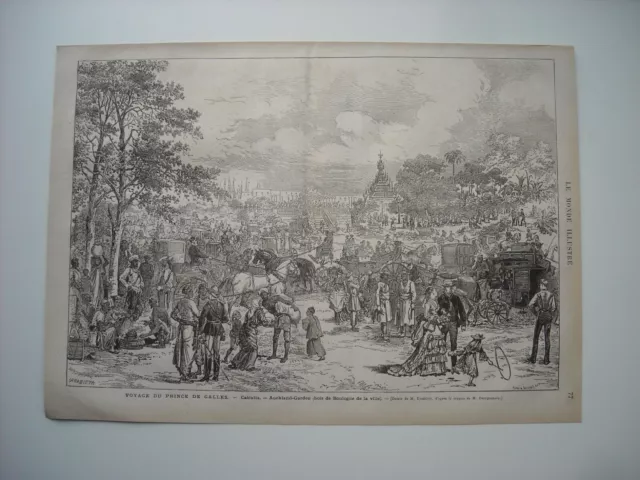 Prince Of Gales 18 Voyage Engraving In India. Calcutta. Auckland Garden, Boi