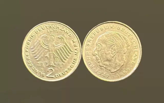 2 DM Sammlermünze 1973 (F) Theodor Heuss  Deutsche Mark BRD Umlaufmünze