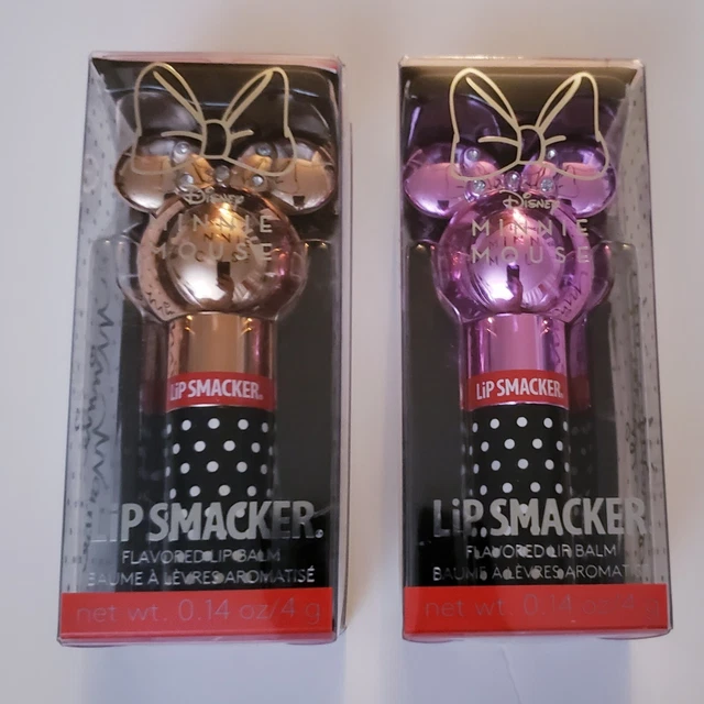 Lot Of 2 Lip Smacker Minnie Mouse Cotton Candy & Pink Rose Flavored Lip Balm
