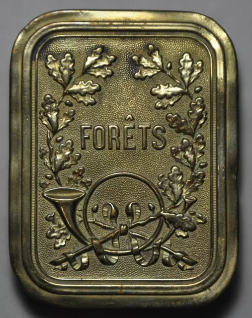 Plaque de métier - Garde forestier bronze fondu FERRET GRAVEUR d=96x74mm plat.