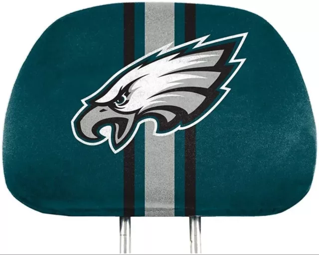 Philadelphia Eagles Premium Set Of 2 Auto Head Rest Covers, Full Color