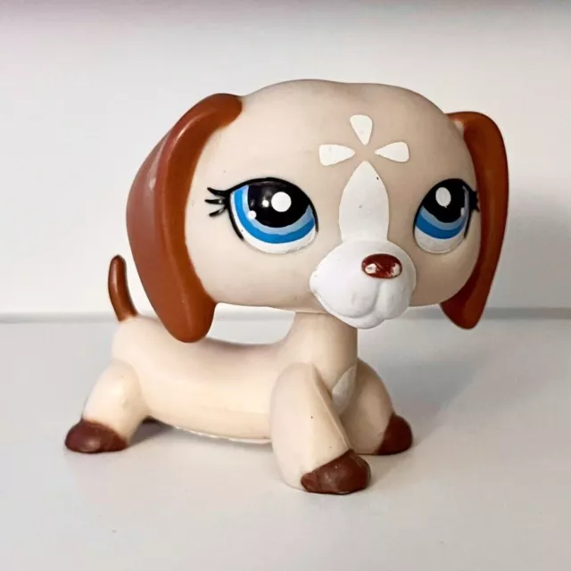 Authentic Littlest Pet Shop LPS Dachshund #1491 (Beige White with Brown Ears)