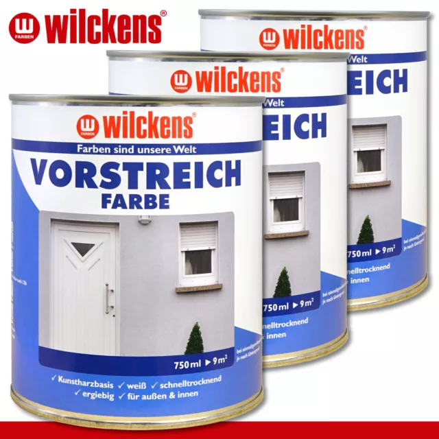 Wilckens 3 x 750 ML Vorstreichfarbe Blanc Sur Résine pour Intérieur et Extérieur